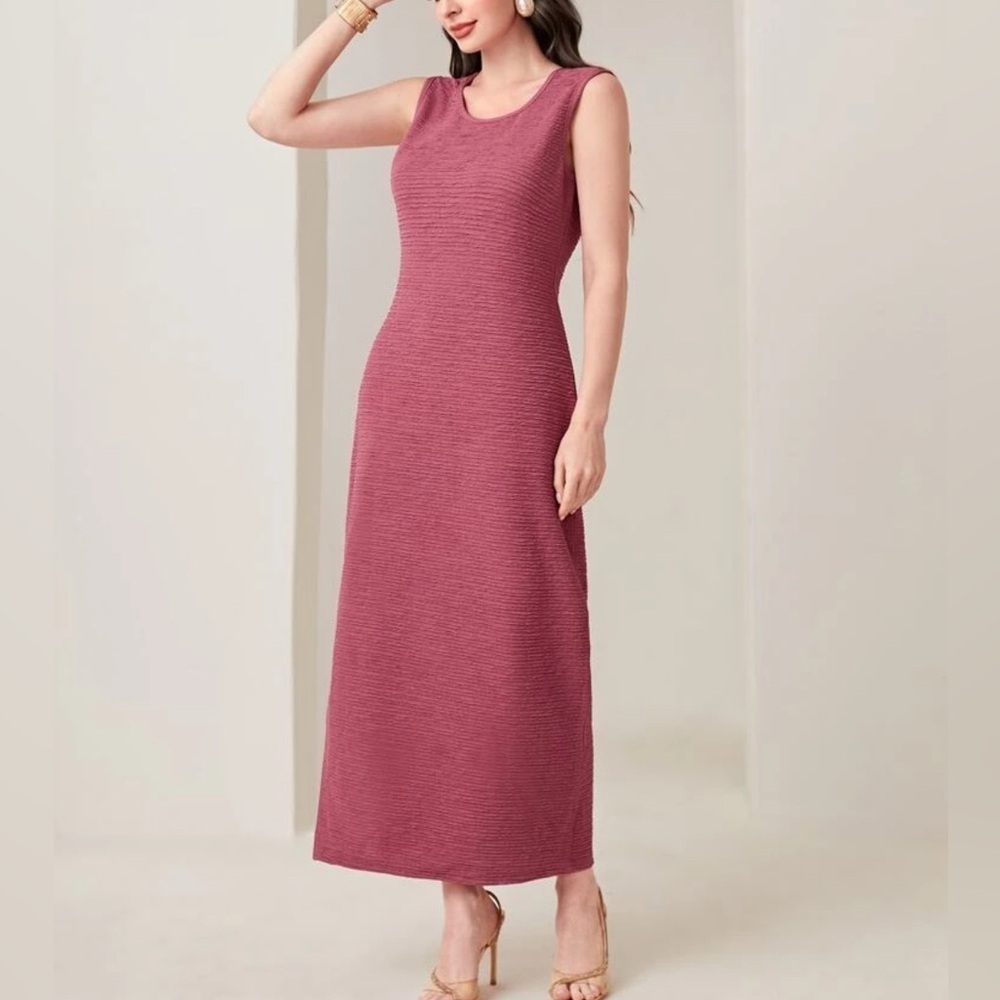 Lantern Sleeve Open Front Coat & Dress. Rose/Red color. Size Medium. - Picture 3 of 5